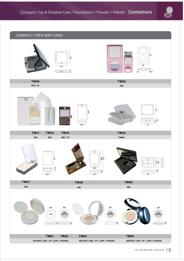 - Two-way compacts components - Swivel type (Pantent) containers